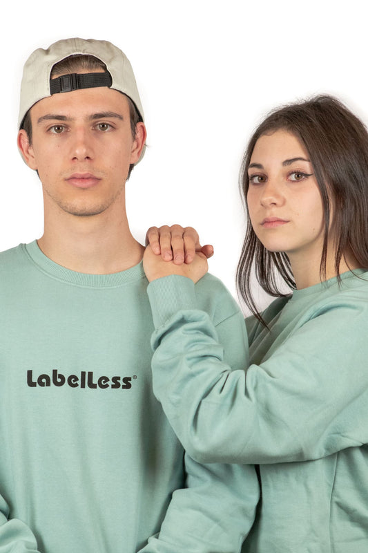 Sweatshirt felpa streetwear LabelLess,  green unisex  fronte