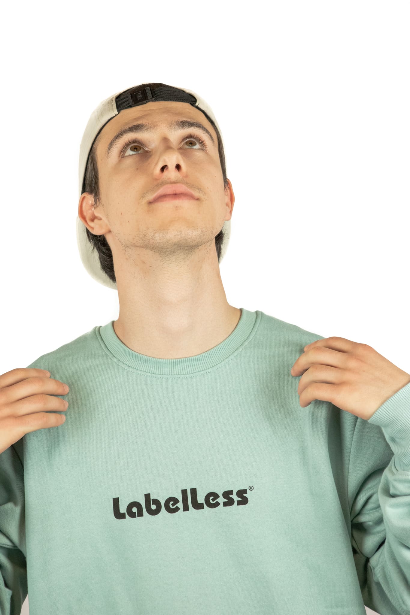 Sweatshirt felpa streetwear LabelLess,  green unisex  fronte