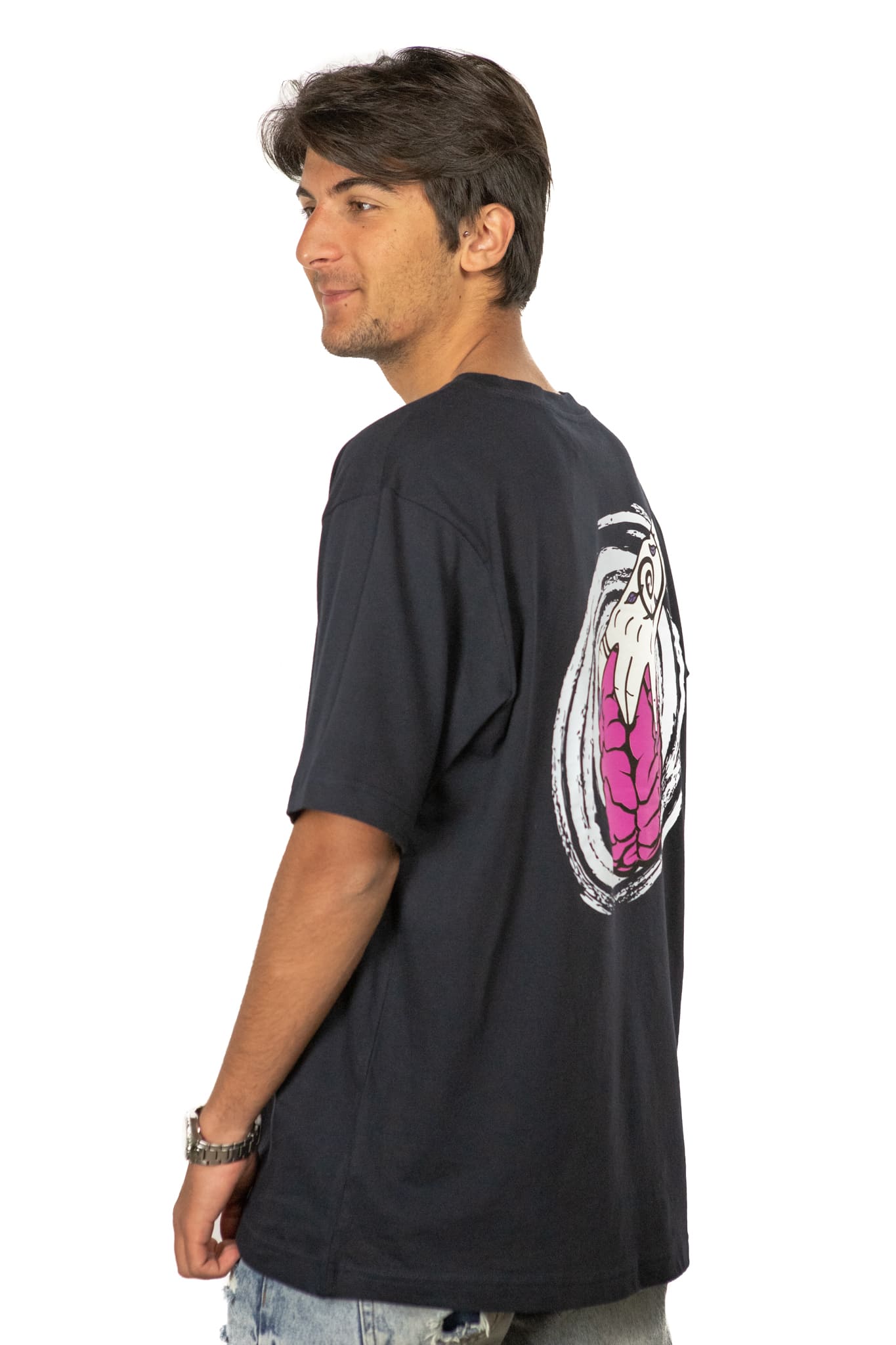 T Shirt streetwear LabelLess, maglietta blue unisex uomo laterale F*CK THEIR MIND LabelLess
